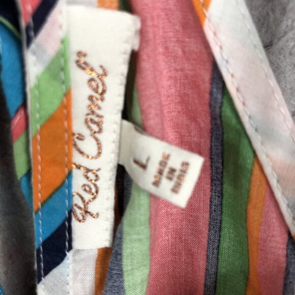 Red Camel Top Womens Large Rainbow Stripes Halter Babydoll Y2K Retro Summer - Picture 8 of 16